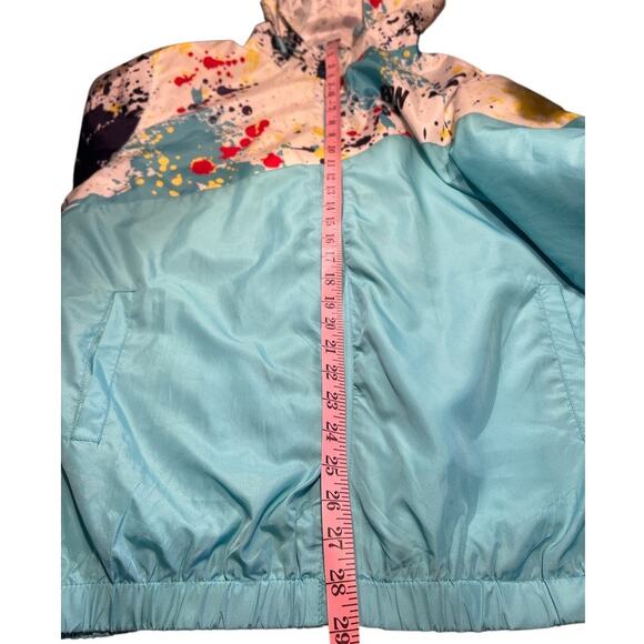 Born Fly Splatter Print Color Block Windbreaker Jacket Size L Retro Streetwear - Picture 6 of 10